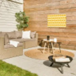Patroon - Motief - Geel Tuinposter op houten frame 2 cm dik klein 845 -sfeer2