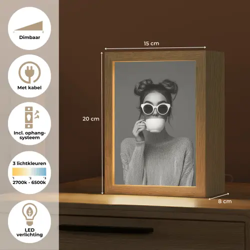 Vrouw - Koffie - Zwart - Wit Light Box met kabel (Tafellamp) klein -USP_NL