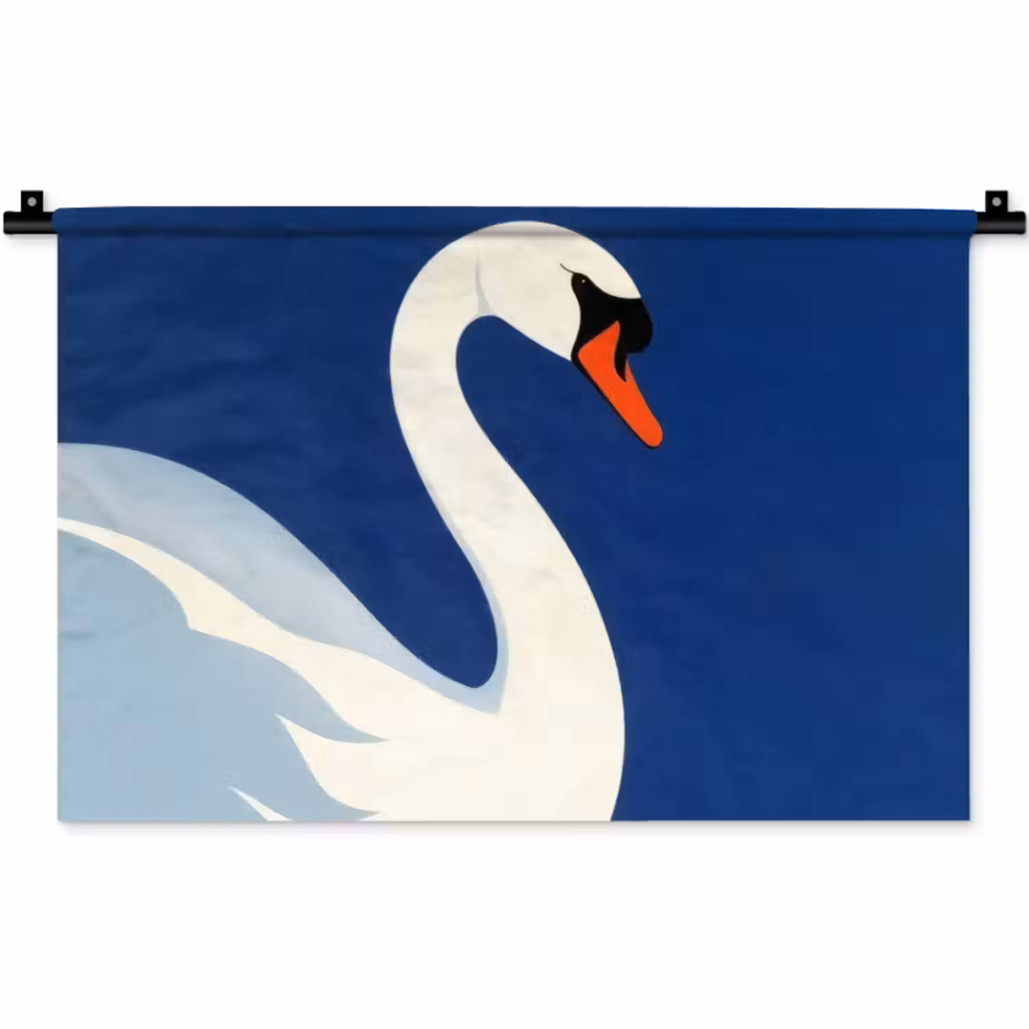 Wandkleed - Zwaan - Wit - Snavel - Illustratie