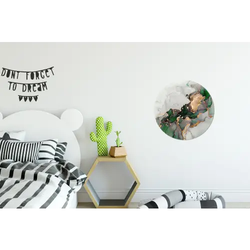 Marmer - Goud - Groen - Luxe Wandcirkel aluminium klein -kinderkamer