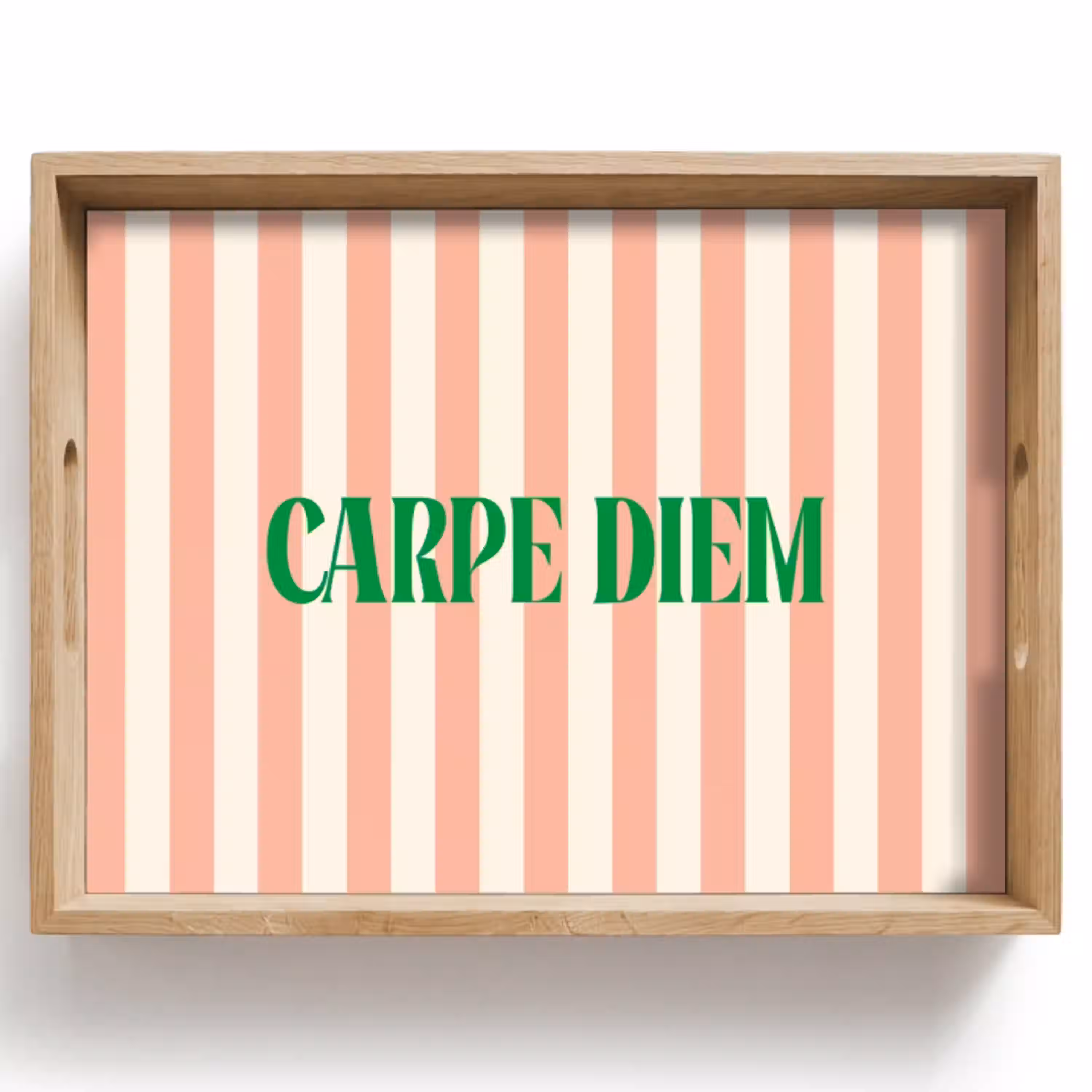 Zachtroze - Groen - Strepen - Carpe Diem Dienblad Rechthoek middel -z3d_shopping
