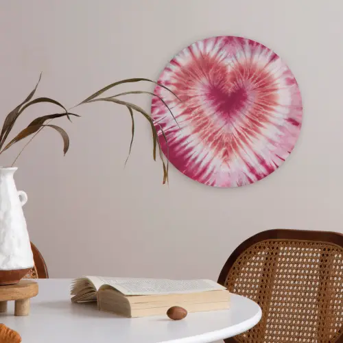 Hartvorm - Roze - Tie dye Akoestische PET Vilt - Rond klein -sfeer3