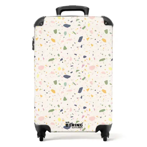 Terrazzo patroon veelkleurig confetti NBS - Handbagage koffer - Kinderen Unisex middel -productfoto_recht