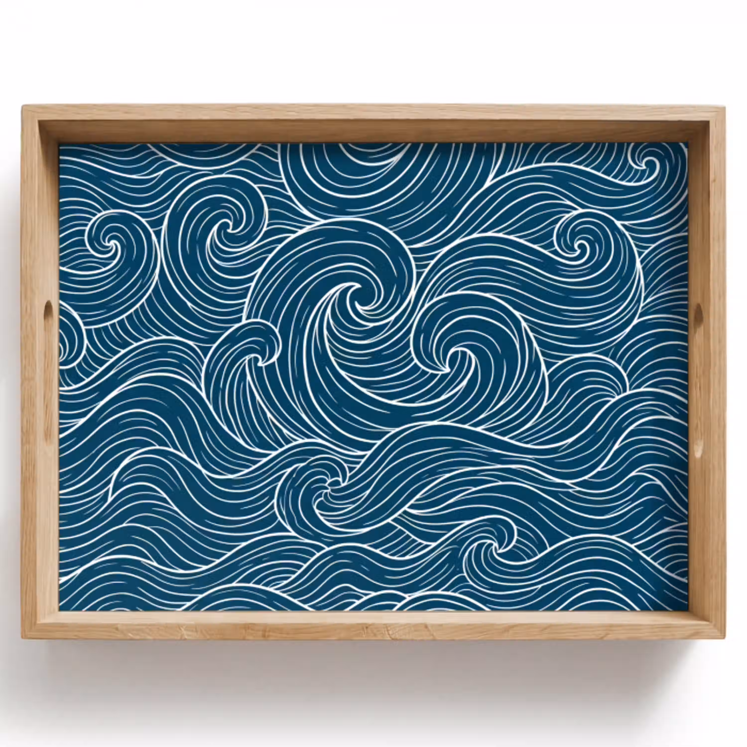 Golven - Spiraal - Water - Abstract - Blauw Dienblad Rechthoek middel -z3d_shopping