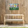 Mozaïek - Veld - Tulpen - Kleurrijk Tuinposter op houten frame 2 cm dik klein -sfeer4