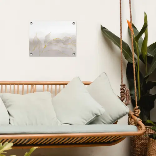 Marmerlook - Grijs - Goud - Chic - Marmer tuinposter los doek klein -sfeer7