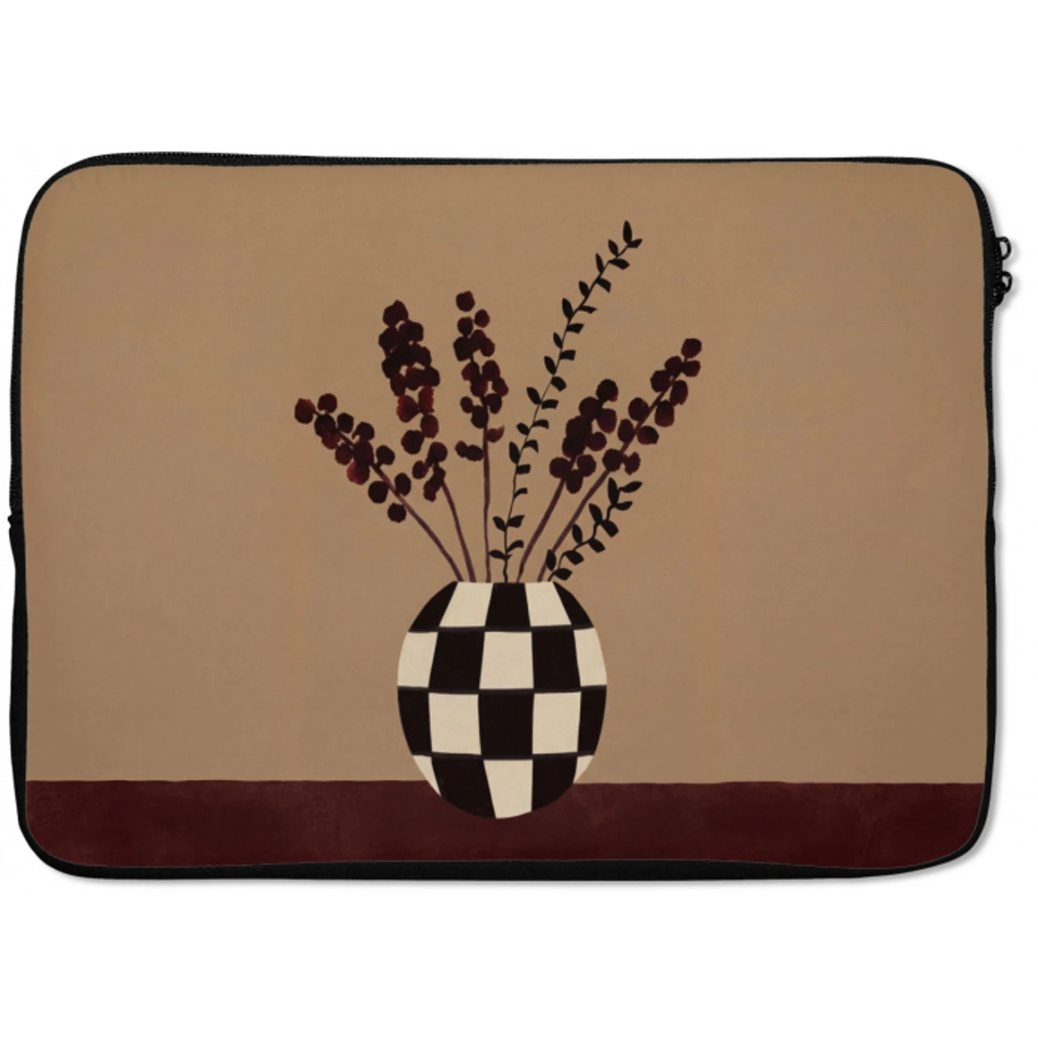 Minimalistisch - Vaas - Bloemen - Bruin laptophoes neopreen klein -zkaufland3dotto
