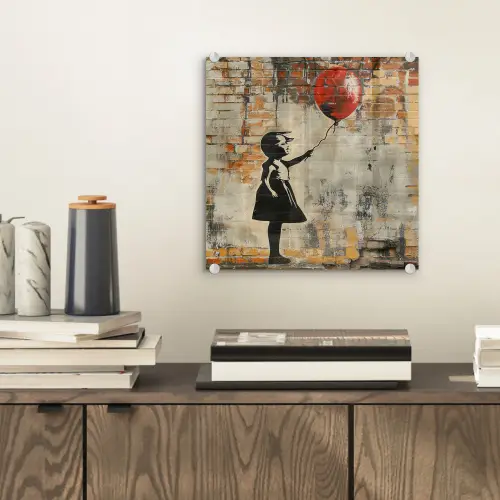 Graffiti - Banksy - Meisje - Street art plexiglas 5mm klein -sfeer1