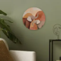 Olifanten - Oranje - Abstract Akoestische PET Vilt - Rond klein -sfeer2