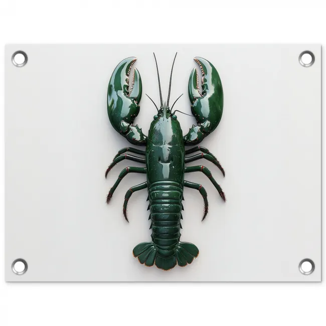 Kreeft - Glossier - Groen - Wit tuinposter los doek klein -3d