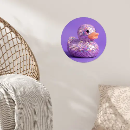 Disco - Eend - Paars Wandcirkel behangsticker klein -sfeer4