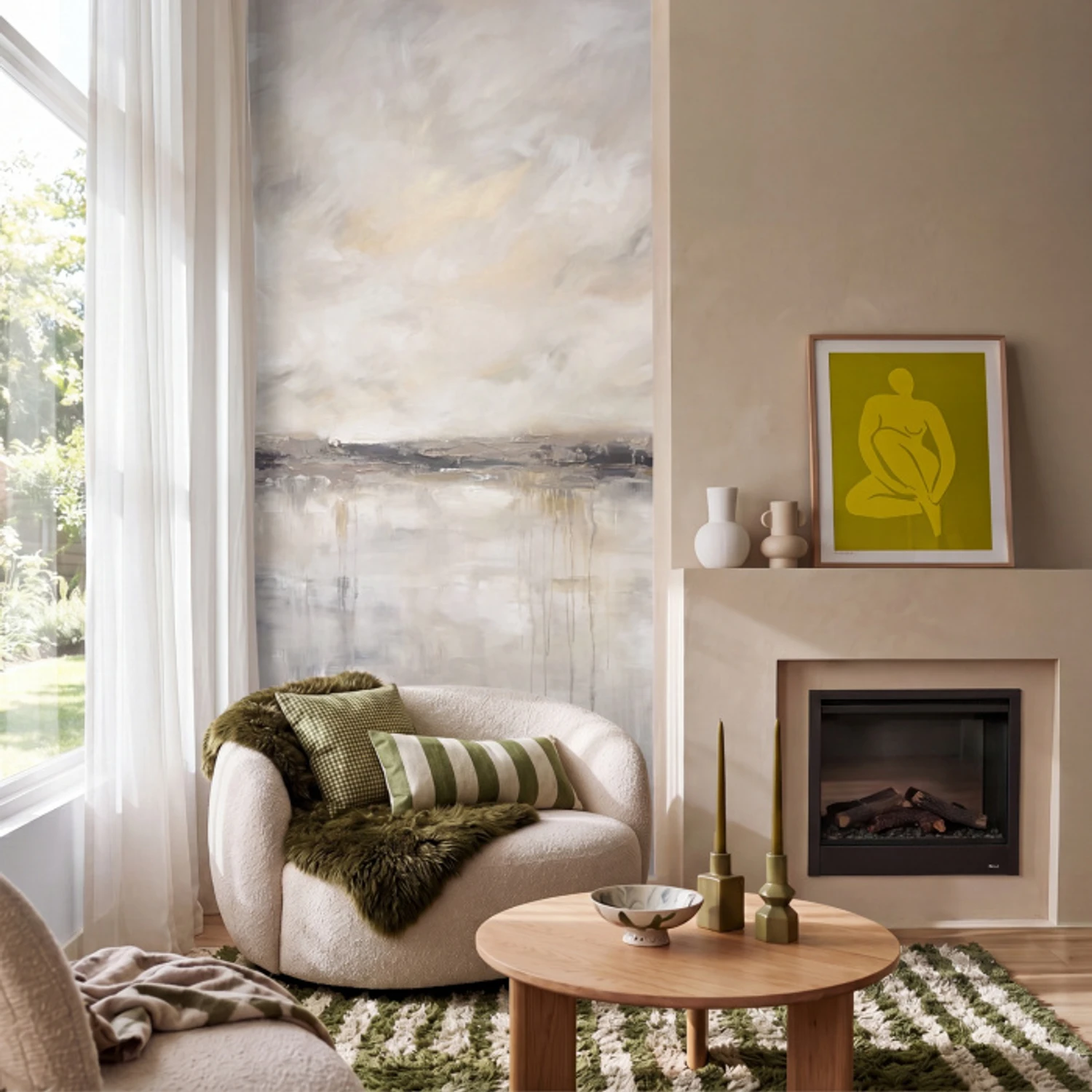 Landschap - Horizon - Natuur - Abstract - Neutraal Behang Vlies klein -sfeer2