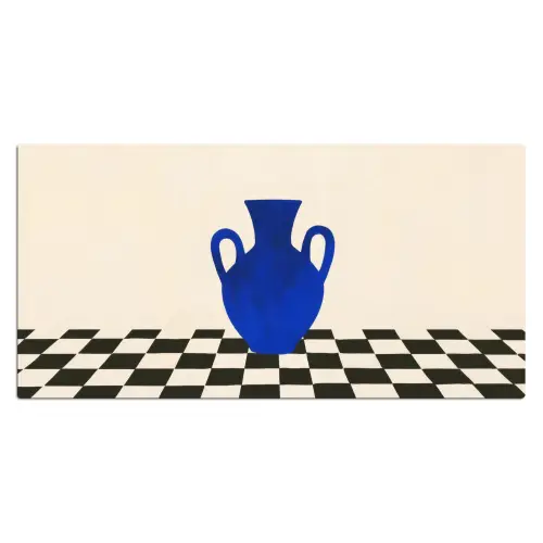 Vaas - Blauw - Geblokt - Modern Muismat XXL klein -3d_leeg