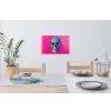 Neon - Blauw - Pop-art - Schedel Muursticker klein -eettafel