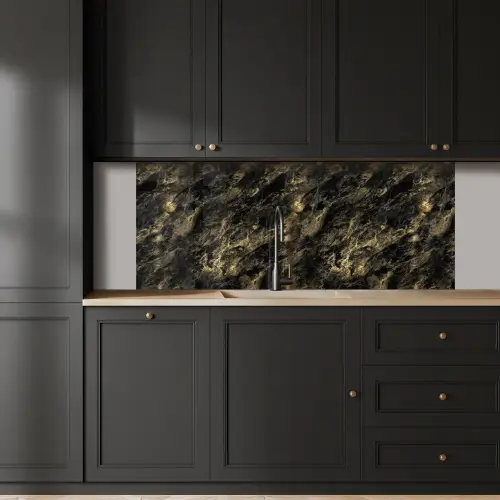 Marmer - Zwart - Goud keuken achterwand 2 middel 871 -sfeer1