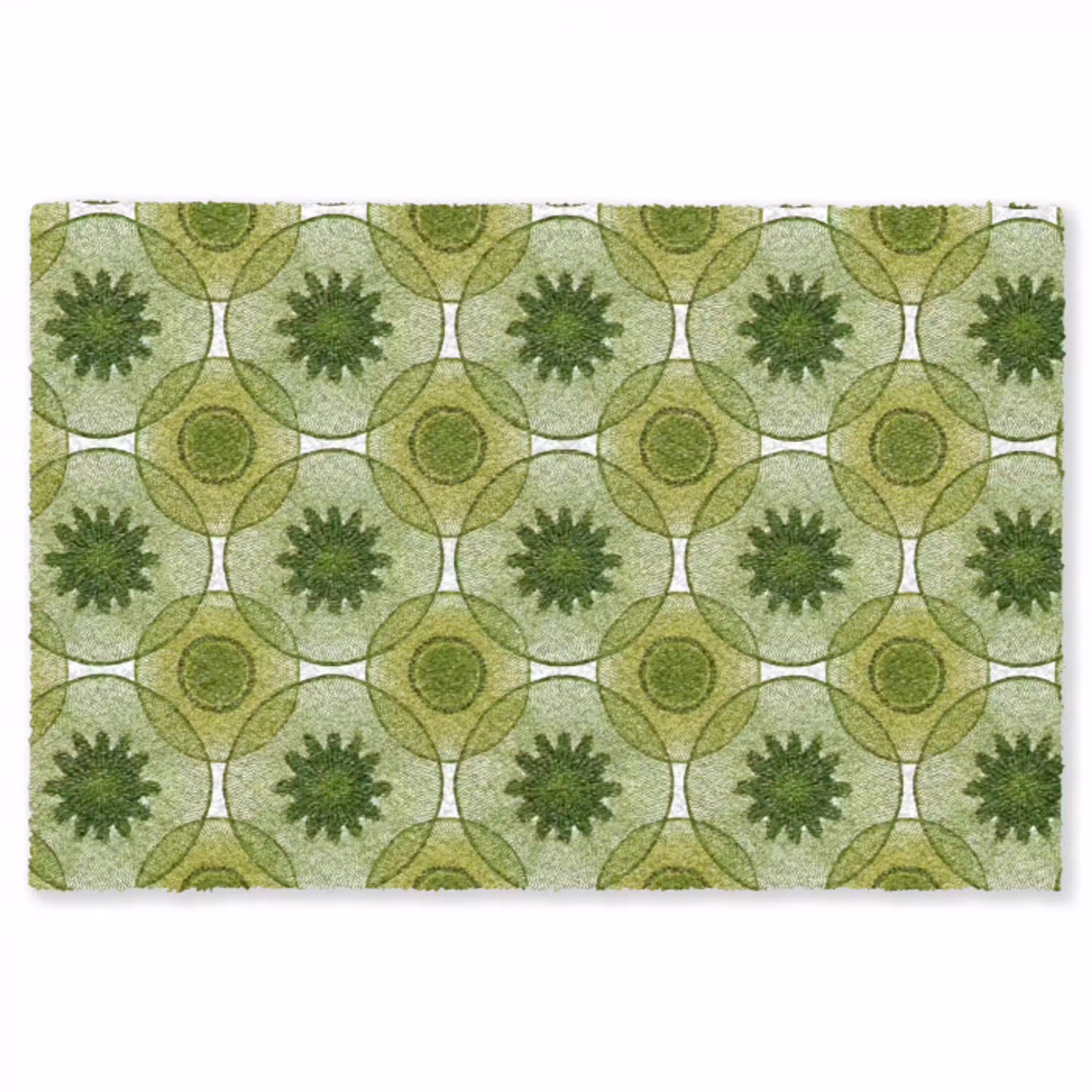 Cirkels - Patroon - Groen Vloerkleed Rechthoek klein 1091 -3d
