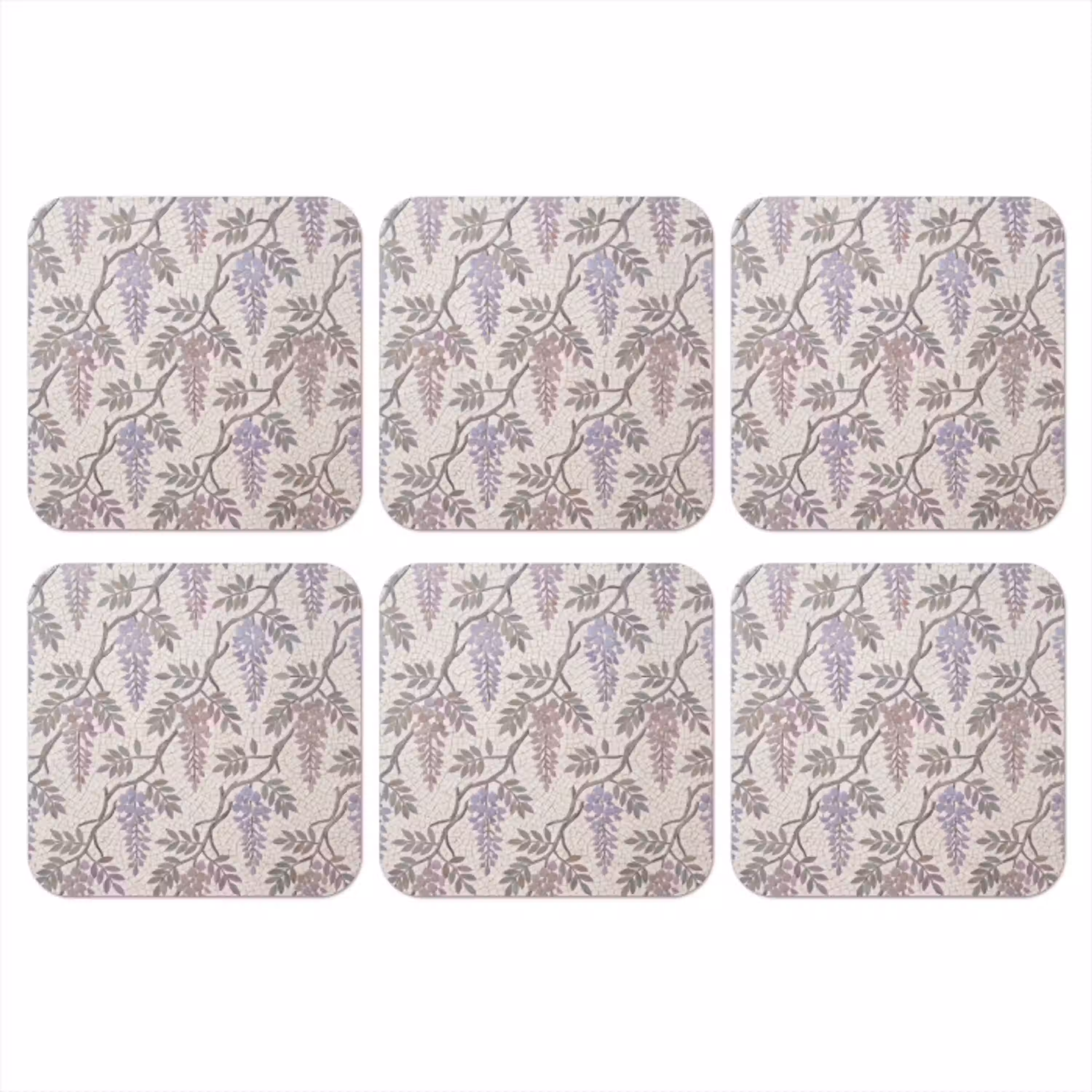 Bloemen - Mozaïek - Natuur - Patroon - Paars onderzetter kurk middel -3d
