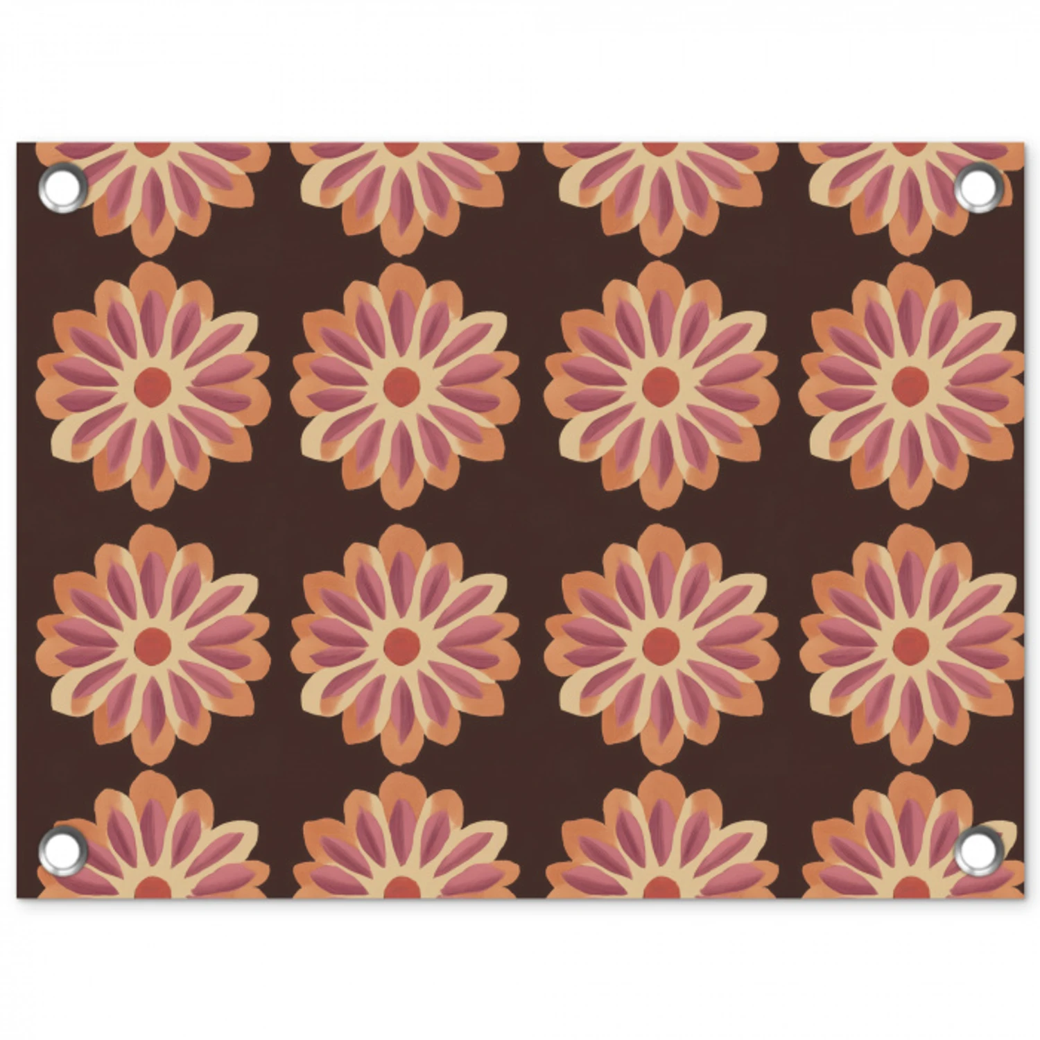 Bloemen - Patroon - Bruin tuinposter los doek klein 239 -3d