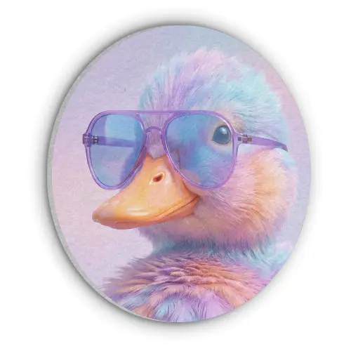 Eend - bril - Pastel Akoestische PET Vilt - Rond klein -3d