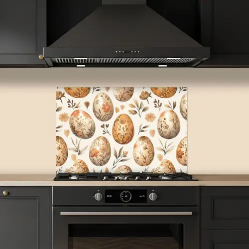 Paaseieren - Bruin - Bloemen keuken achterwand spatscherm klein -sfeer1