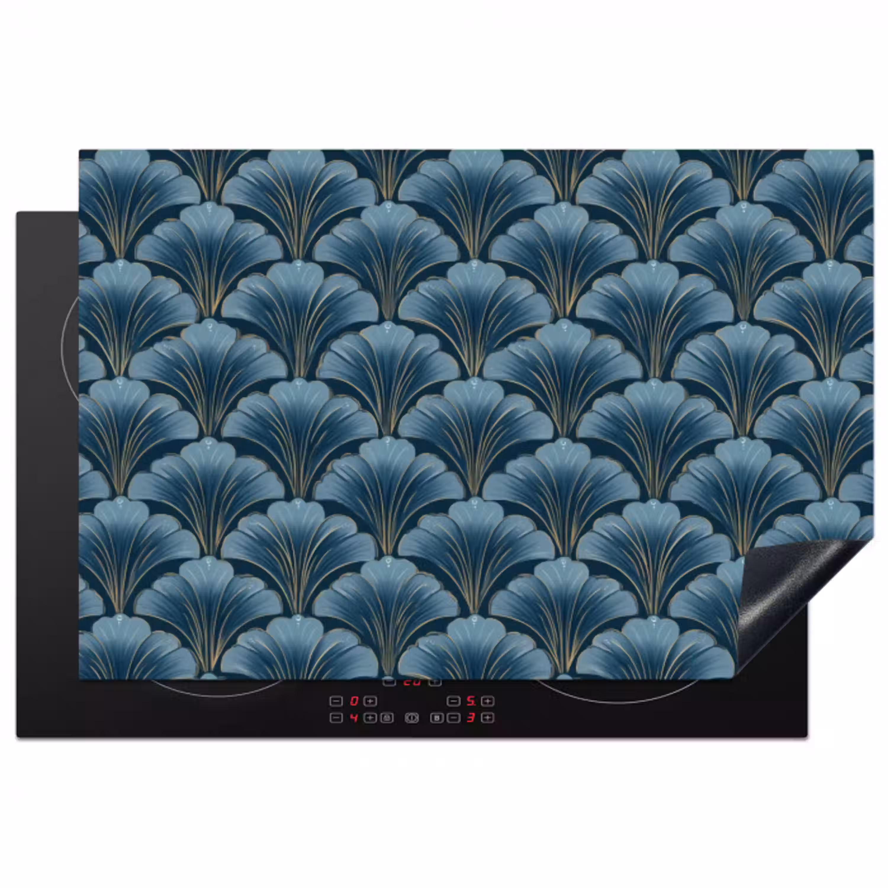 Patroon - Ginkgoblad - Blauw Inductie beschermer vinyl 3mm klein 276 -3d