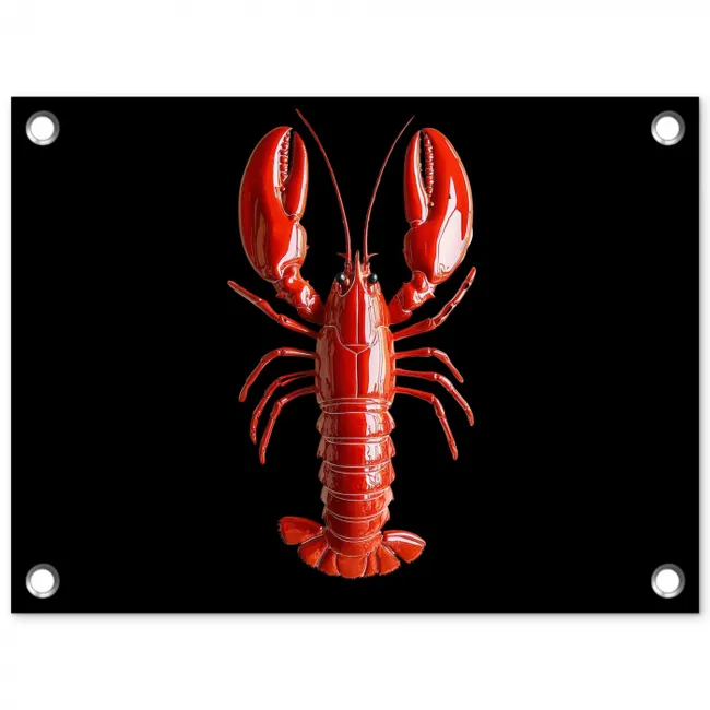 Kreeft - Glossier Rood - Zwart tuinposter los doek klein -3d