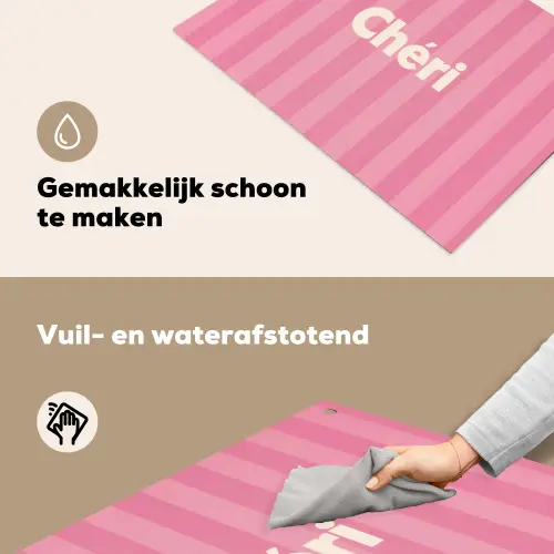 Gestreept - Roze - Chéri Inductie beschemer met haakjes klein -ky-schoon-nl