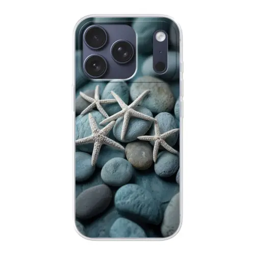 Zeesterren - Stenen - Wit Telefoonhoesje iPhone 17 Pro klein -3d