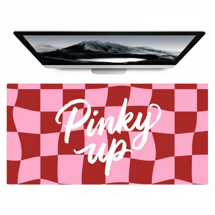 Pinky up - Geblokt - Bordeauxrood Muismat XXL klein -zzz3d