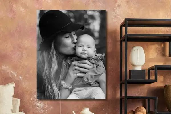 Foto op Aluminium Moeder met Kind Zwart-Wit