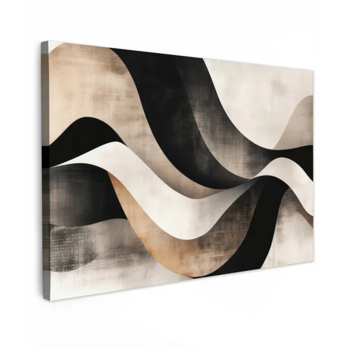 Abstract - Golven - Zwart - Verweerd canvas 2cm klein -z3d