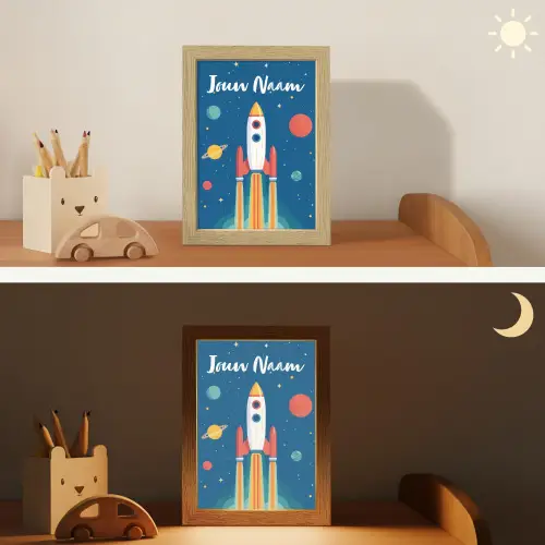 Raket - Planeten - Ruimte Light Box met kabel (Kinderlampje) klein -sfeer3_kind