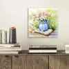 Vaas - Delftsblauw - Madeliefjes aluminium wit klein -sfeer1