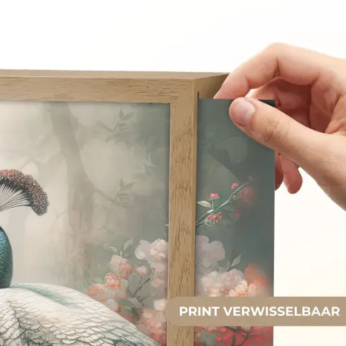 Pauwen - Pauwenveren - Vogels - Bloemen - Natuur Light Box met batterij (Wandlamp) middel -USP_websiteprintNL