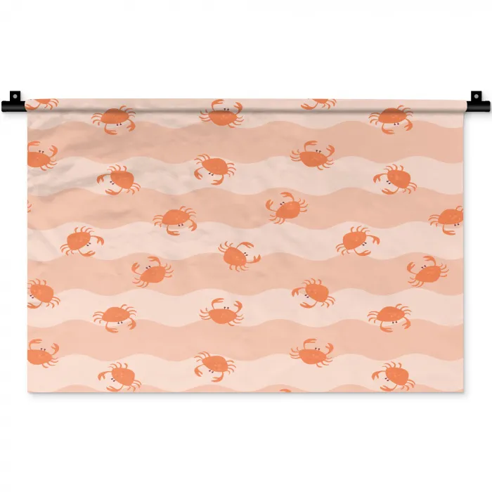 Zee - Dieren - Roze - Krab Wandkleed katoen klein 269 -zz3d