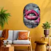 Lippen - Felroze - Graffiti - Verfstrepen Wandcirkel Ovaal Glas middel -sfeer4