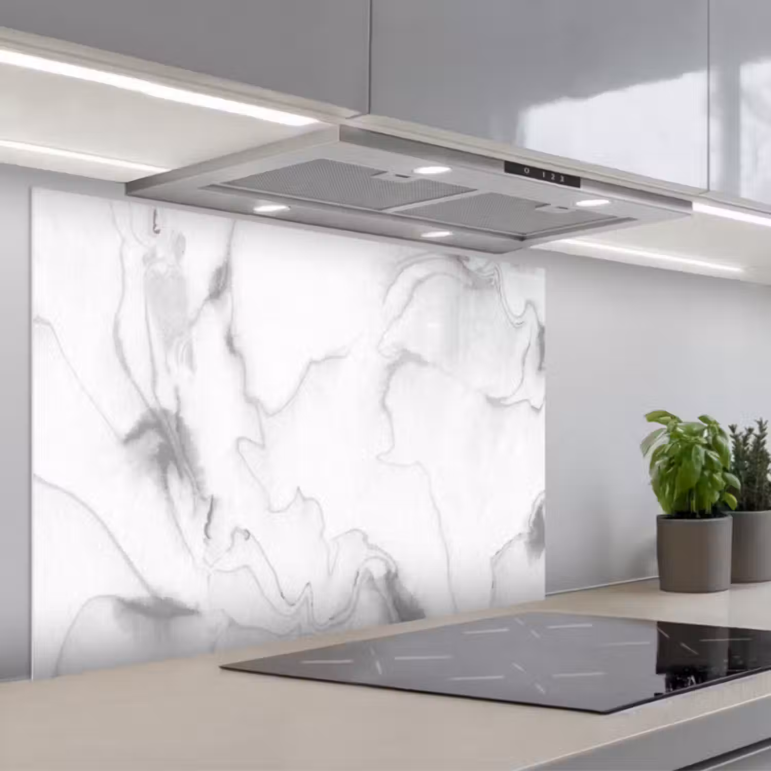 Spatscherm keuken - Marmer - Grijs - Wit - Abstract - Marmerlook