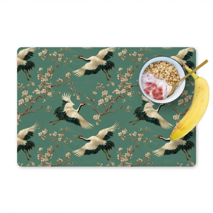 Kersenbloesem - Kraamvogels - Groen Placemat vinyl groot 368 -zzzproduct_Kitchenyeah-website
