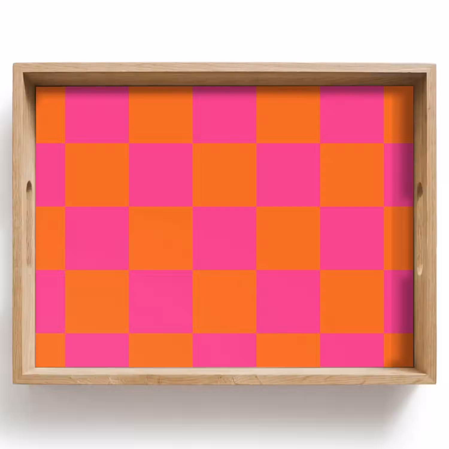 Personalisierte Tablett - Schachbrettmuster - Orange - Rosa - Blöcke