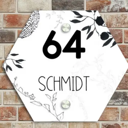 Botanisch - Modern Naambord Hexagon klein -sfeer2