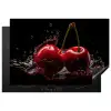 Kersen - Rood - Fruit - Water - Zwart Inductie beschermer vinyl 3mm klein -3d