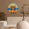 Vrouwen - Strand - Zondsondergang Wandcirkel kunststof plaat 5mm dik klein -sfeer1