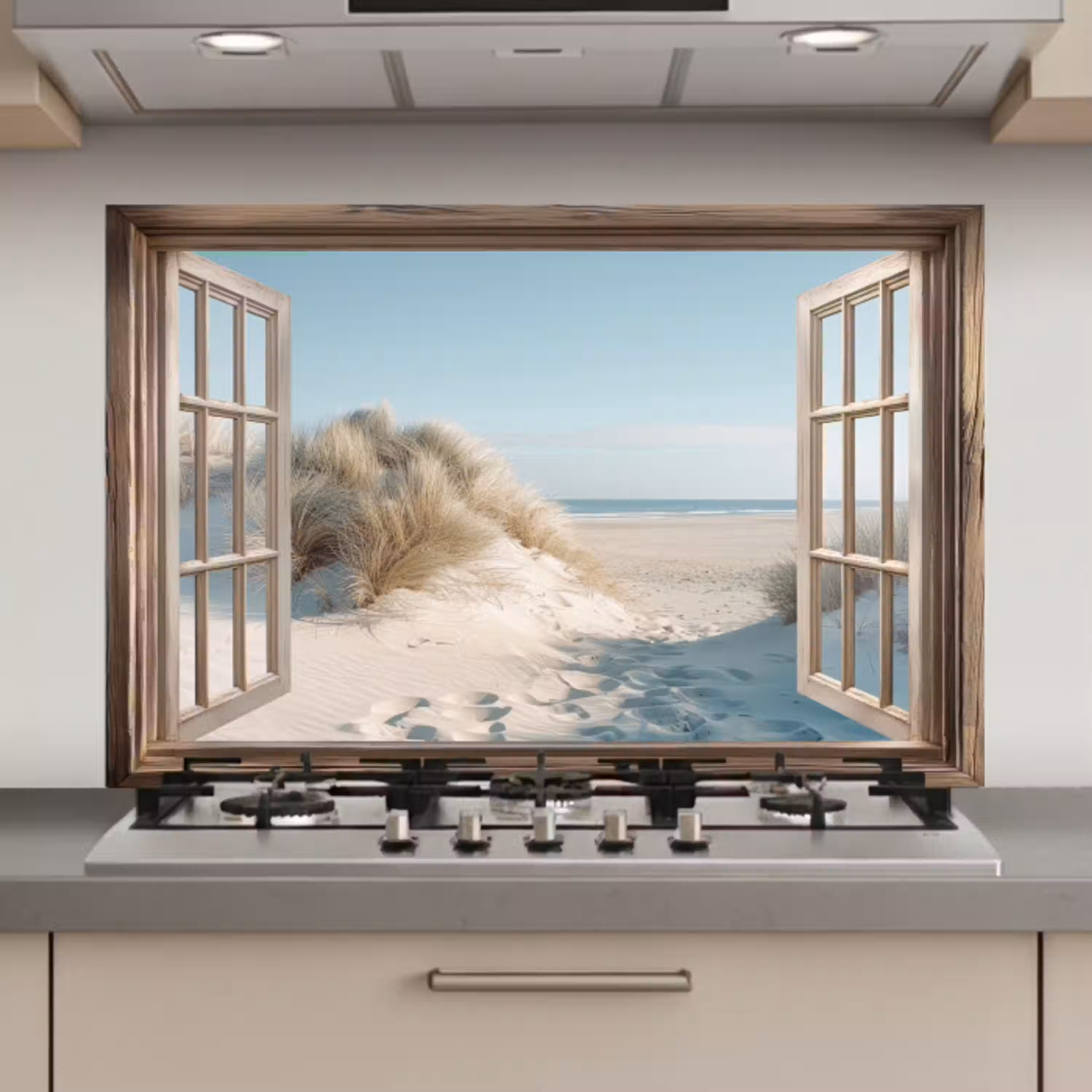 Doorkijk - Helmgras - Duinen - Zee - Landschap keuken achterwand spatscherm klein -3d_website