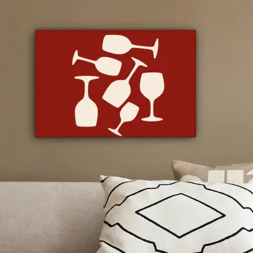 Wijnglazen - Silhouetten - Wit canvas 2cm klein -sfeer3