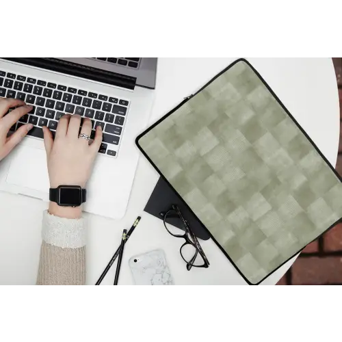 Vlakken - Rustiek - Groen laptophoes neopreen klein 279 -bureau