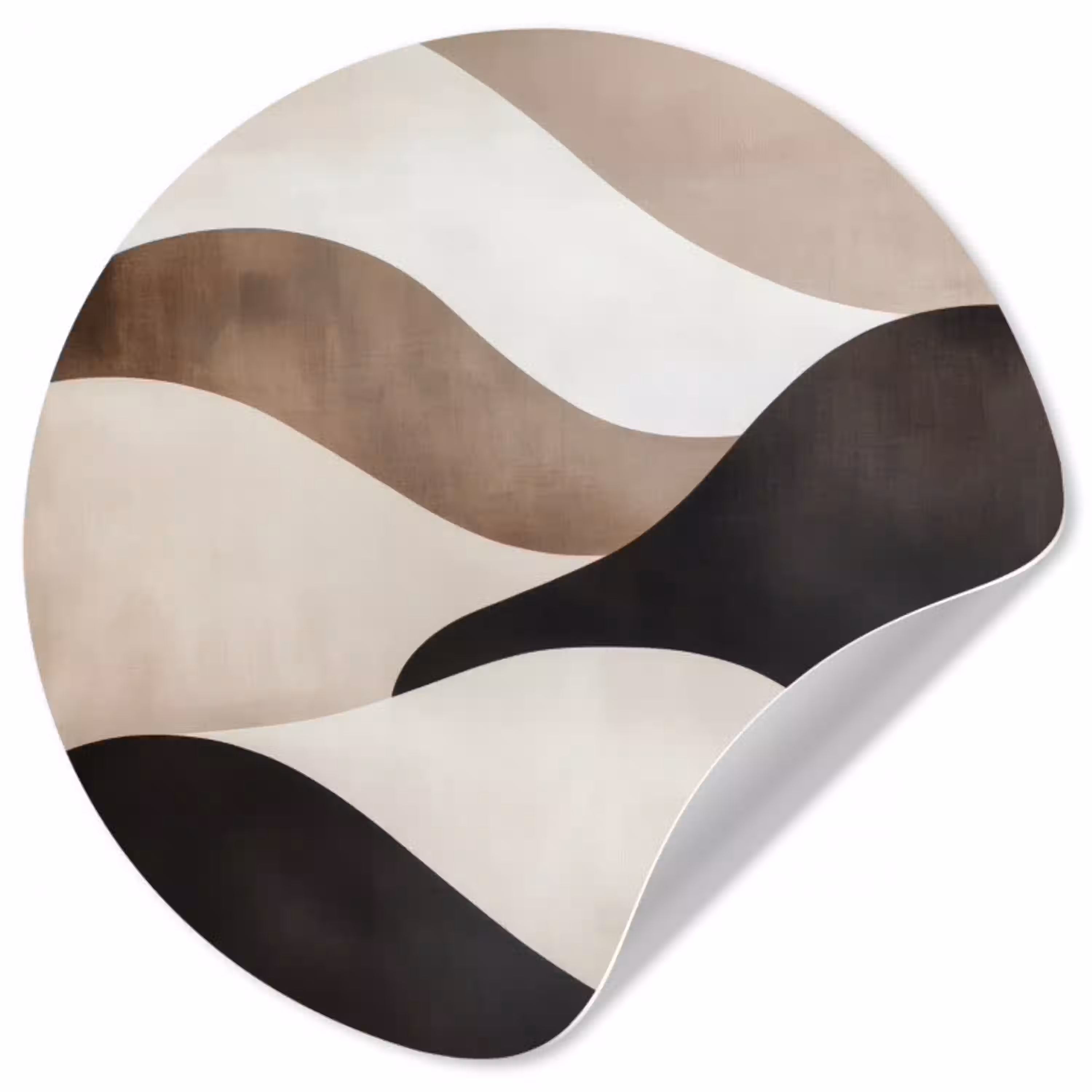 Golven - Abstract - Beige Wandcirkel behangsticker klein -3d