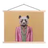 Panda - Pak - Zonnebril - Blauw textielposter latten blank klein -3d