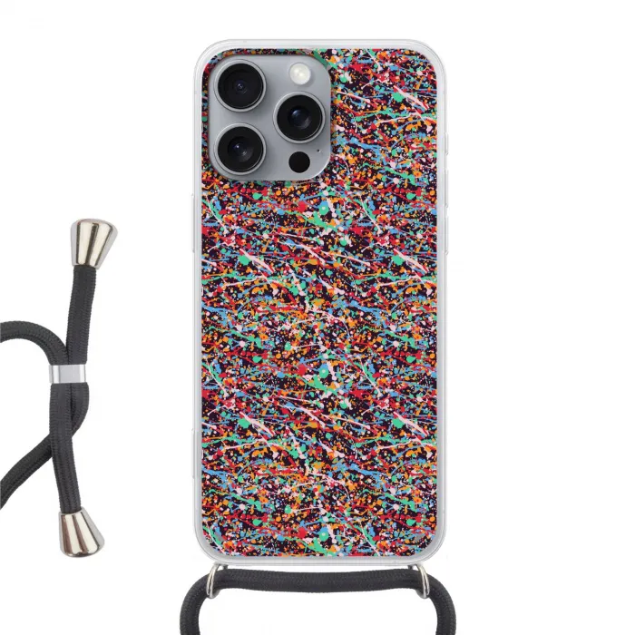Spat - Abstract - Waterverf - Multi Hoesje iPhone 16 Pro Max met koord klein 804 -3d