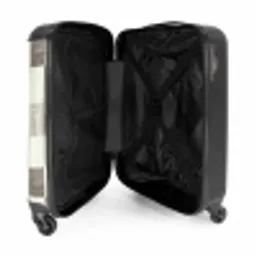 Patroon - Dambord - Houtnerf NBS - Handbagage koffer - Volwassenen Unisex middel -binnenkant