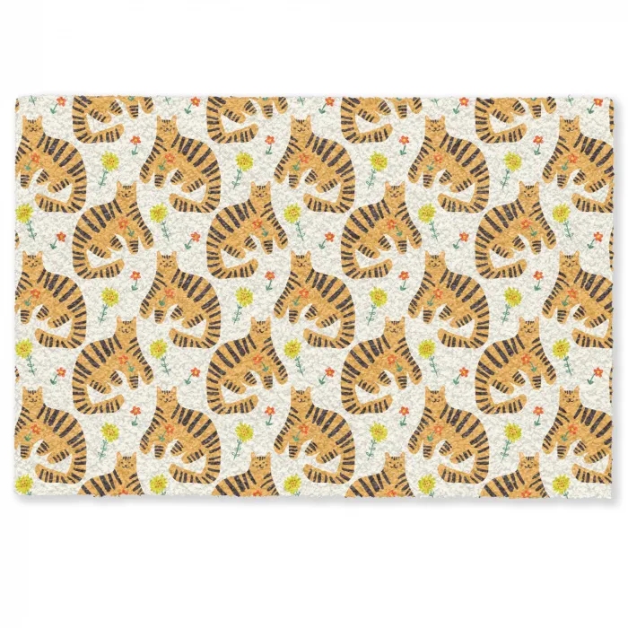 Vrolijk - Tijgerkatten - Bloemen Deurmat klein 898 -zkaufland3d
